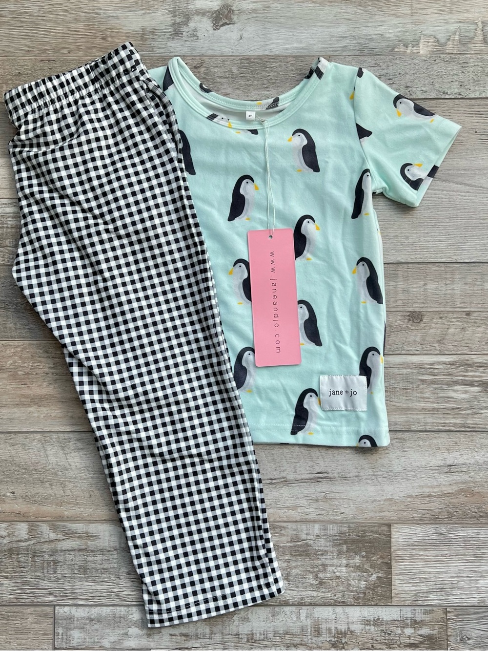 NWT Jane + Jo Kids 2 Piece Pajama Set in Penguin Waddle Size 5